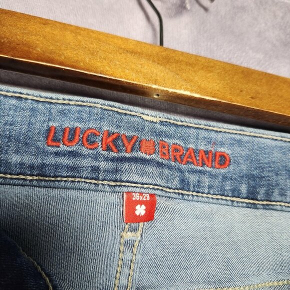 Lucky Brand 223 Straight Jeans Mens 36x29 Light Blue Stretch Denim Classic Fit - Picture 8 of 16